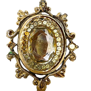 Vintage Goldtone Brooch with Reinstones